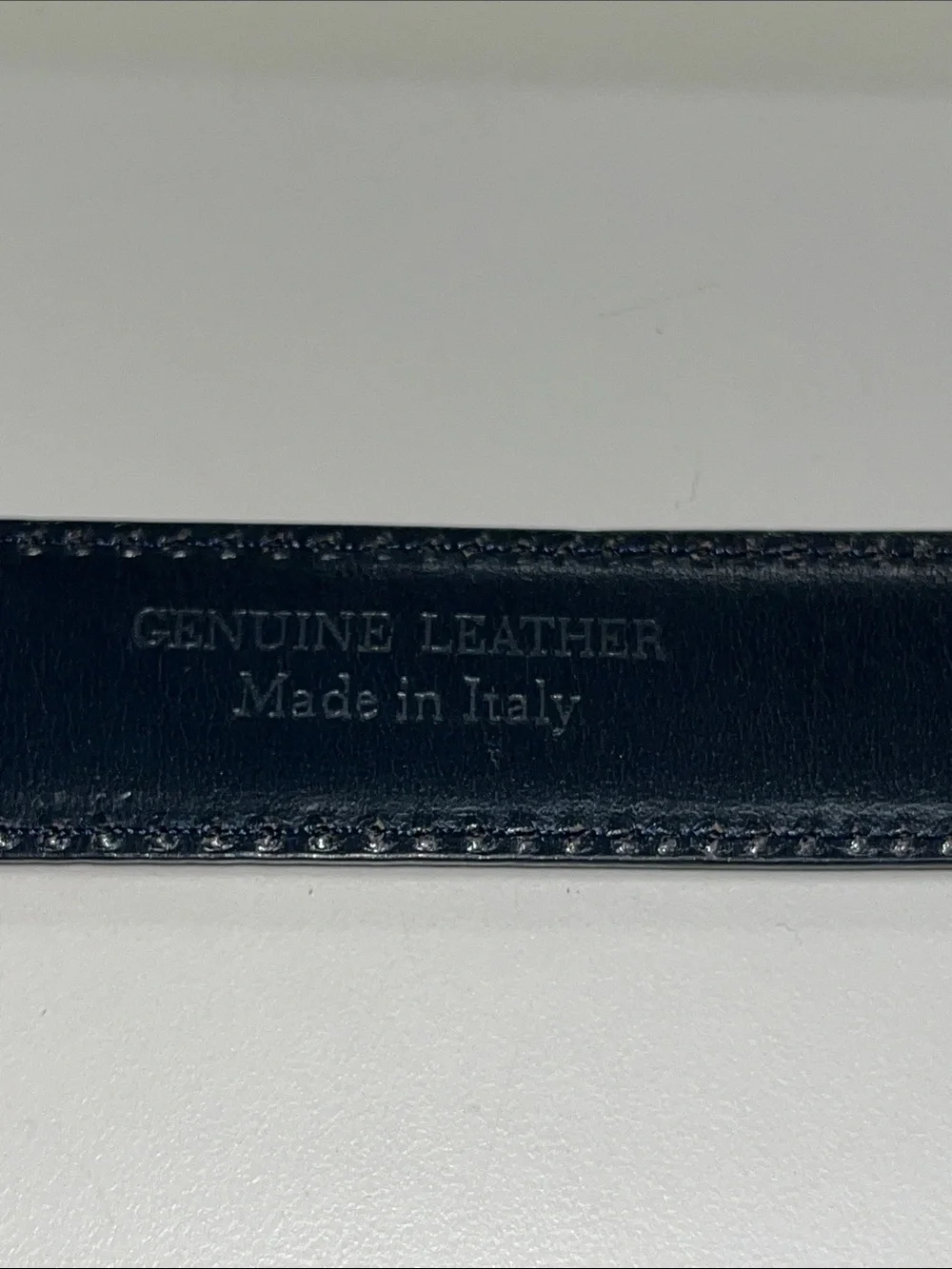 de Vecchi Black Leather Belt with Gold Buckle / Medium